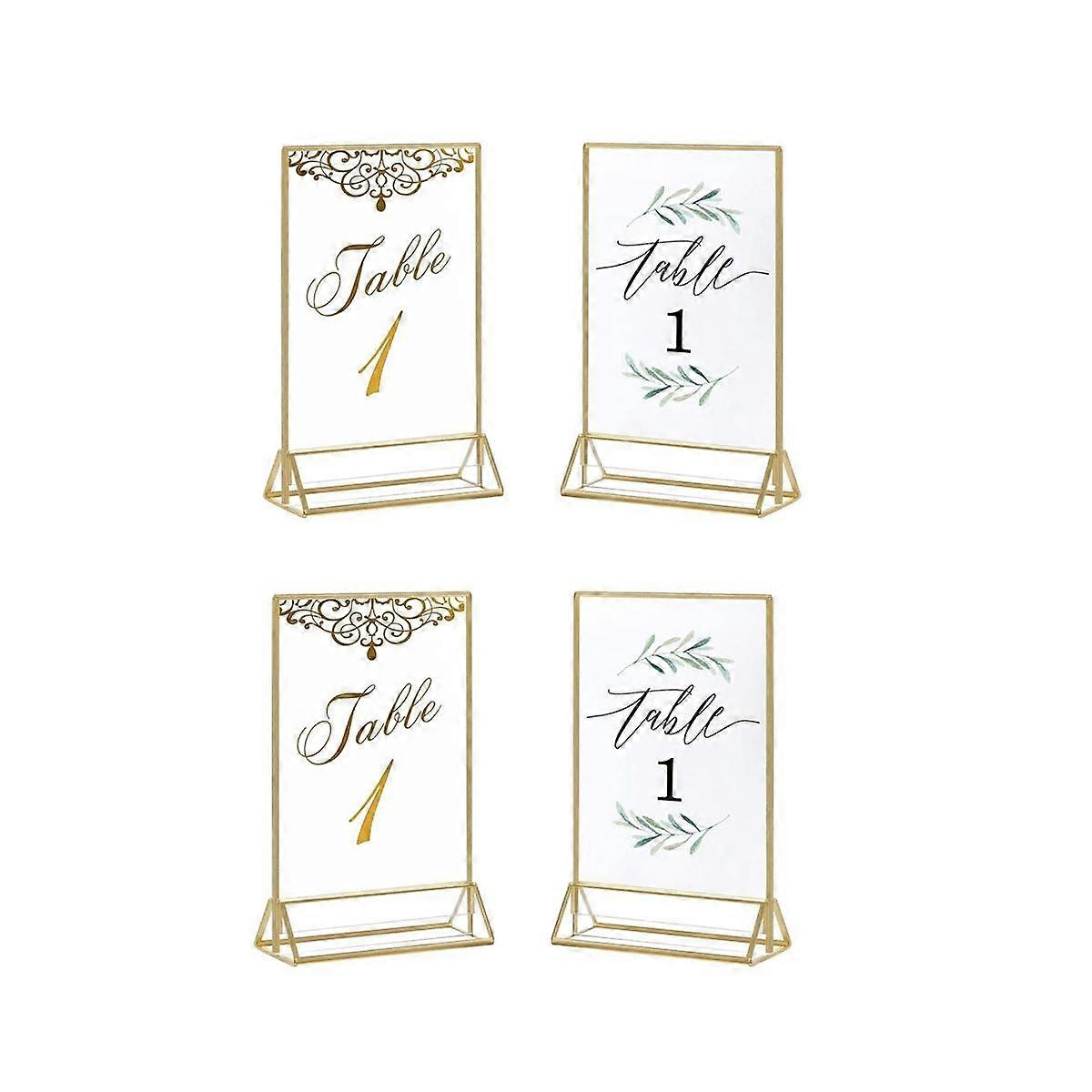 Acrylic Sign Holder Gold Picture Frame Double Sided Clear Display Stand, Gold Acrylic Frames for Ho