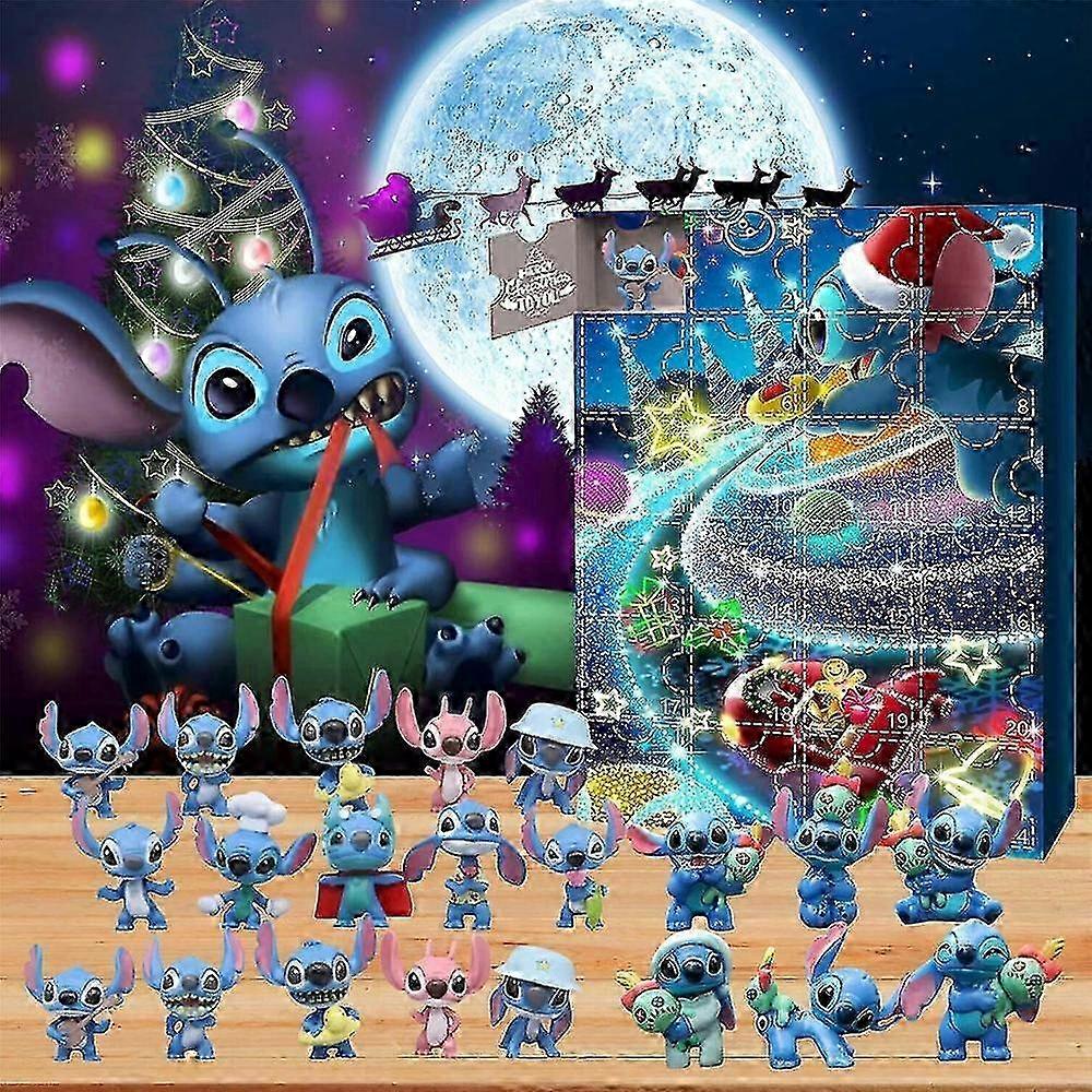 2023 Christmas Stitch Advent Calendar, Xmas 24 Days Countdown Calendars, 24pcs Cute Cartoon Stitch Figures Blind Box Gifts