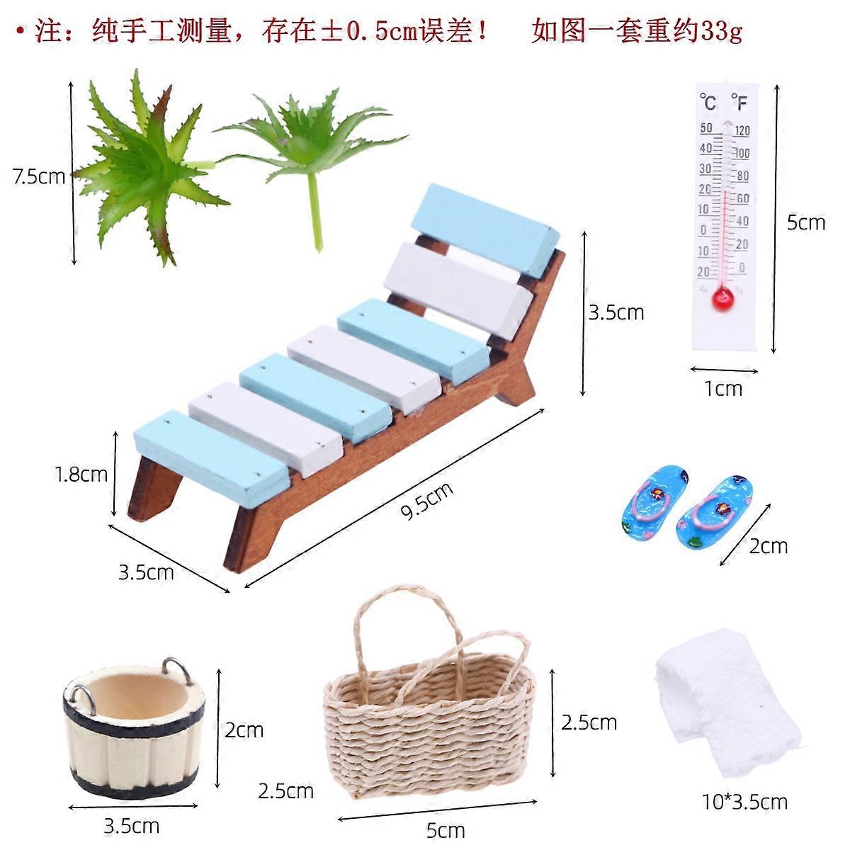 Mini Beach Set Miniature Model Ornament Summer Ocean Simulation Scene Photo Decoration Props