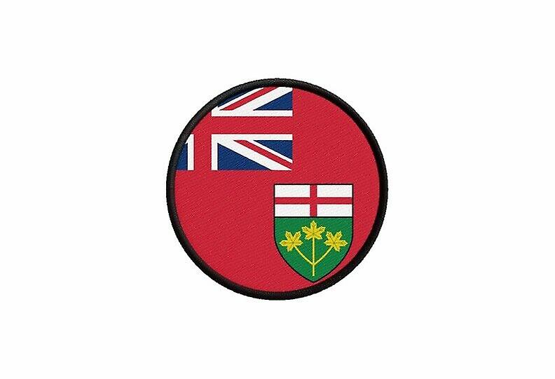 Patch ecusson flag canada ontario prints thermosticker round round roundcarde