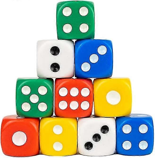 Set Of 10 Small Colorful Six-sided Dice 1.4 Cm
