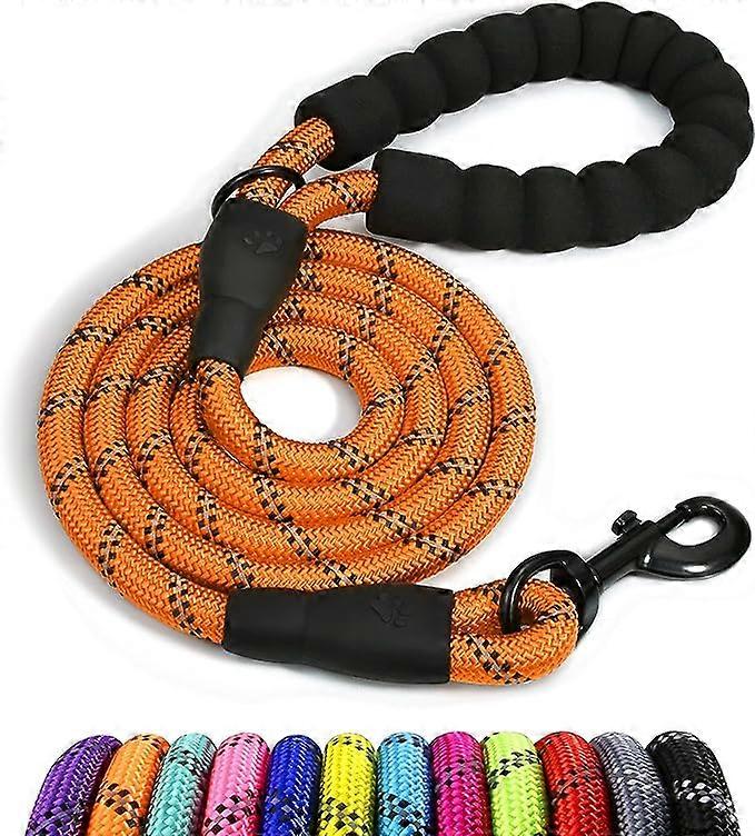 150cm x 1.2cm, Orange, Rope Dog Leash, Nylon Dog Leash with Soft Padded Handle and Reflective Threads for Large Size