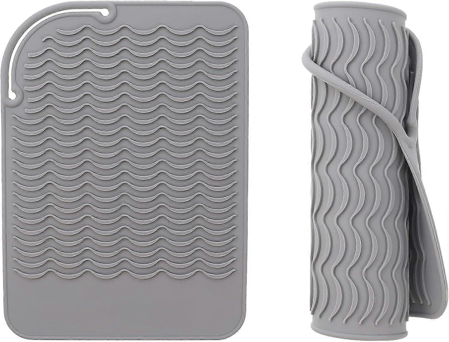 Silicone heat-resistant mat for curling irons (grey)