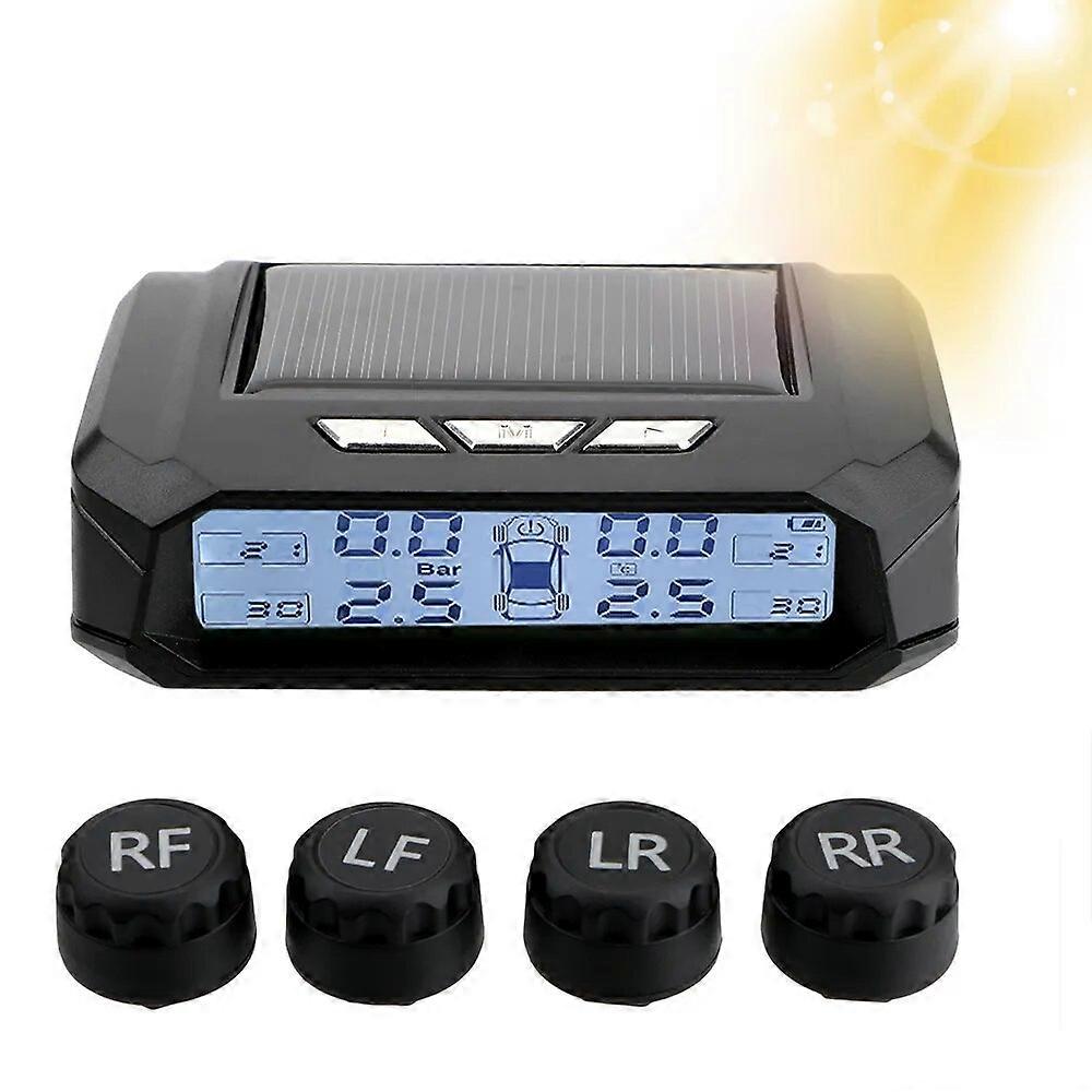 Temperature Warning Fuel Save Car Tyre Pressure Monitor Tire Pressure Monitoring System Solar TPMS With 4 External Sensors