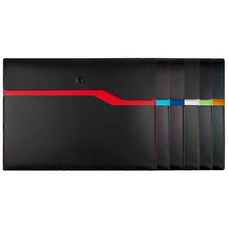 6 Pack A4 Document File Folder Pocket, Double Layer Plastic Pockets with Button, Wallets for Document Storage