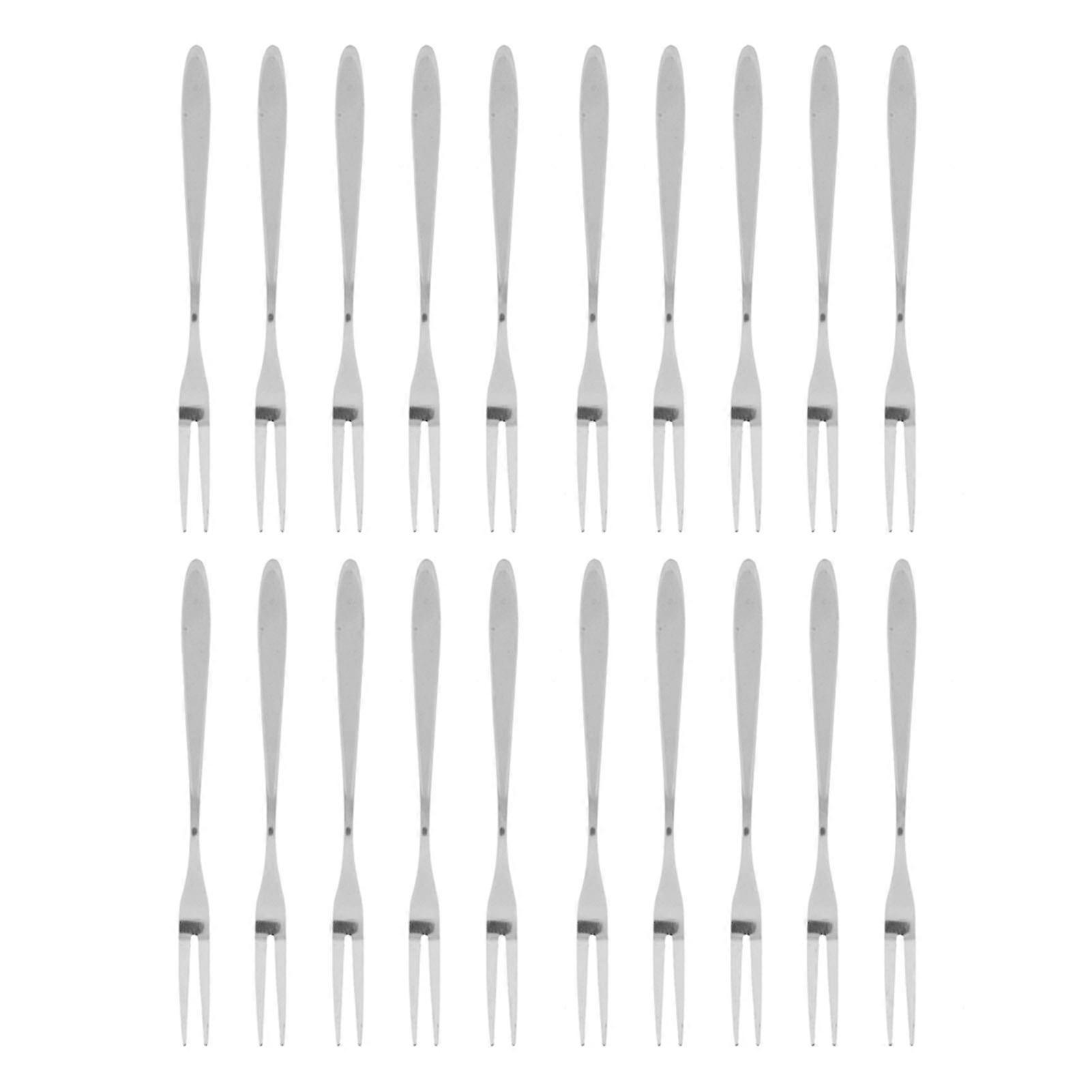20Pcs/set Stainless Steel Fruit Fork Comfortable Long Handle Cake Desert Fruit Serving Forks