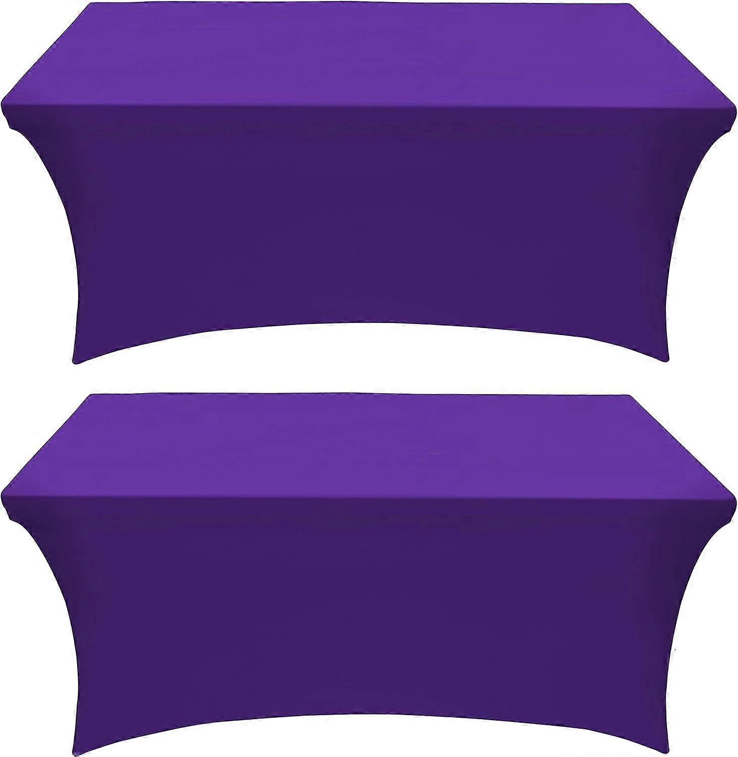 Kitchen Spandex Tablecloth 2 Pack [6FT, Purple] Tight, Fitted, Washable and Wrinkle Resistant Stretch Rectangular Patio Table Cover