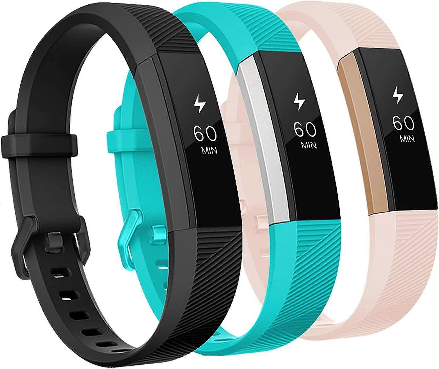 Bands Compatible with Fitbit Alta and Fitbit Alta HR, 3 Pack Soft Silicone Wristbands for Fitbit Alta HR Bands with Secure Metal Buckle for Men Women,
