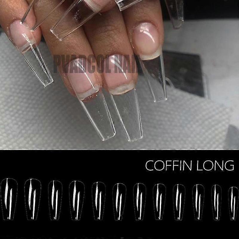 Nails Extension System Full Cover Sculpted Clear Stiletto Coffin False Nail Tips