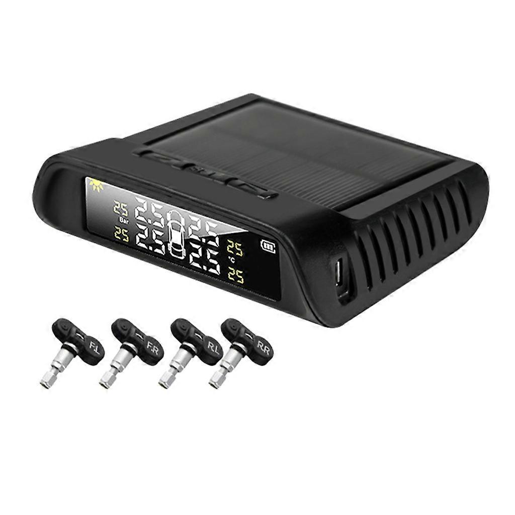 Solar Car TPMS Wireless Tire Pressure Monitoring System with 2 External Sensors