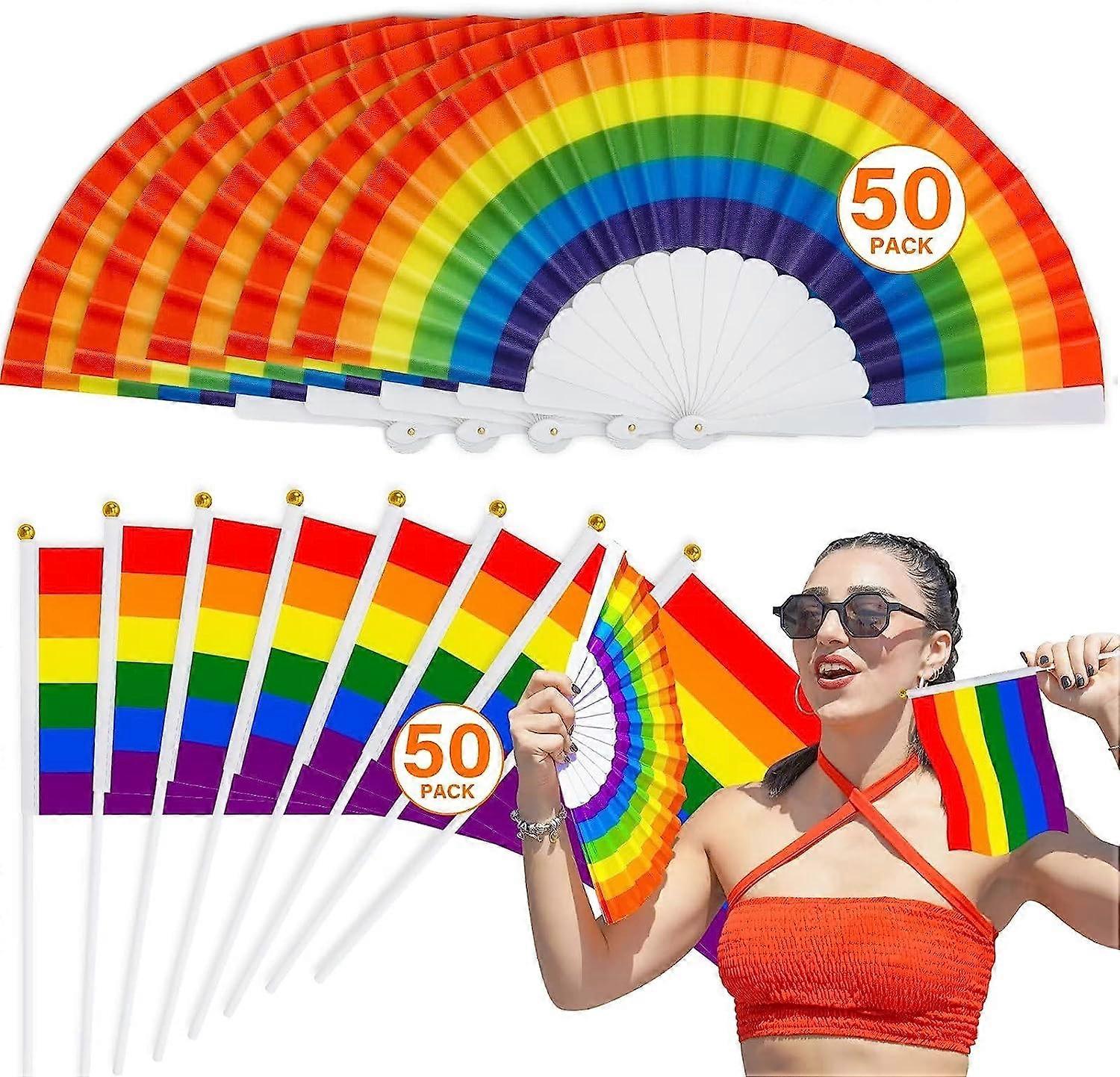100PCS αξεσουάρ υπερηφάνειας, σημαίες υπερηφάνειας & ανεμιστήρας υπερηφάνειας, μίνι γκέι σημαίες υπερηφάνειας, ανεμιστήρες χεριών υπερηφάνειας ουράνιου τόξου, μικρές φορητές σημαίες, λεσβιακή υπερηφάνεια πτυσσόμενοι ανεμιστήρες, PR