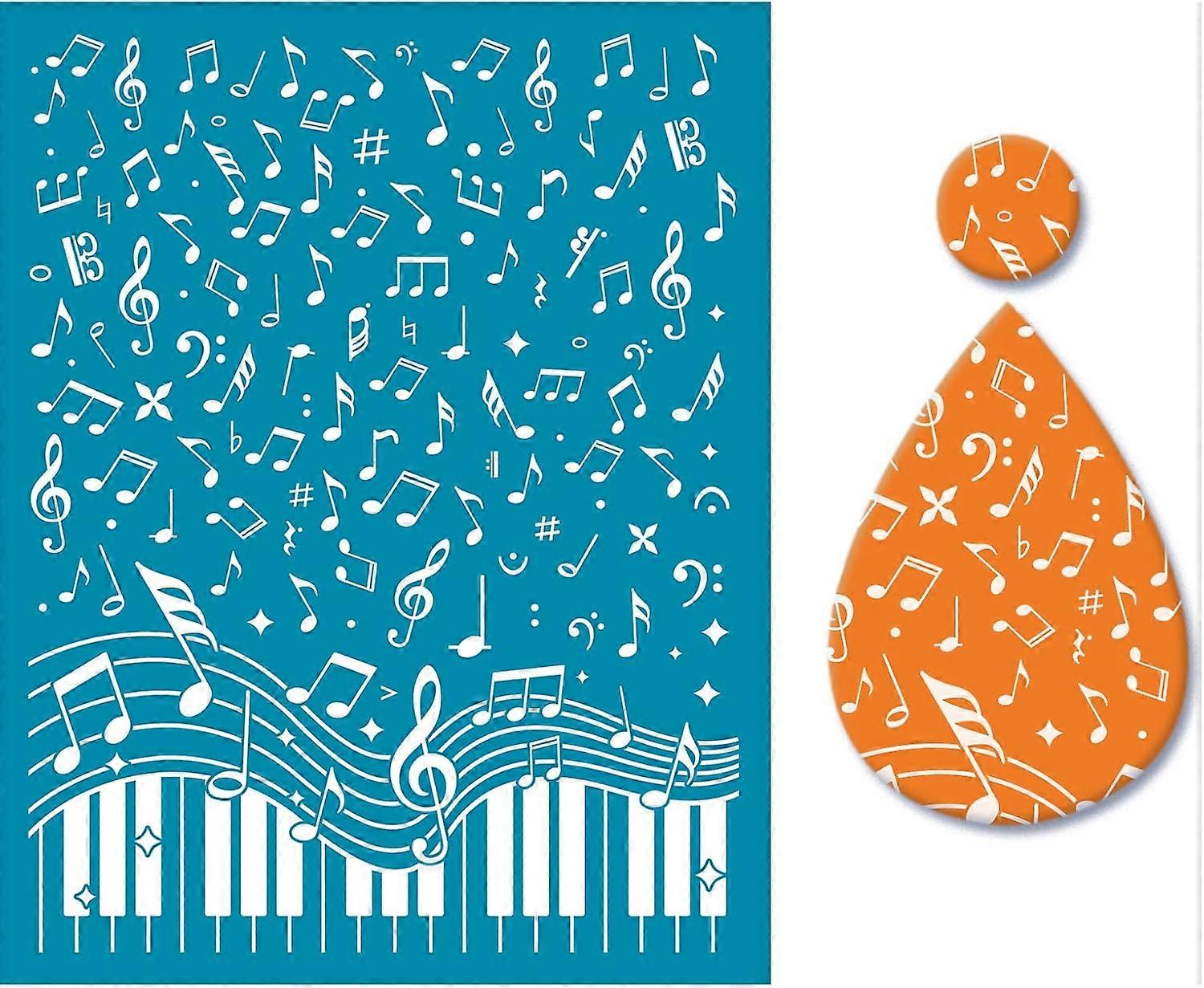 Clay Stencils Music Note Pattern Non-Adhesive Silk Screen Printing Stencil Reusable Washable Mesh Transfer Stencils Music Note Mesh Stencil for DIY Je