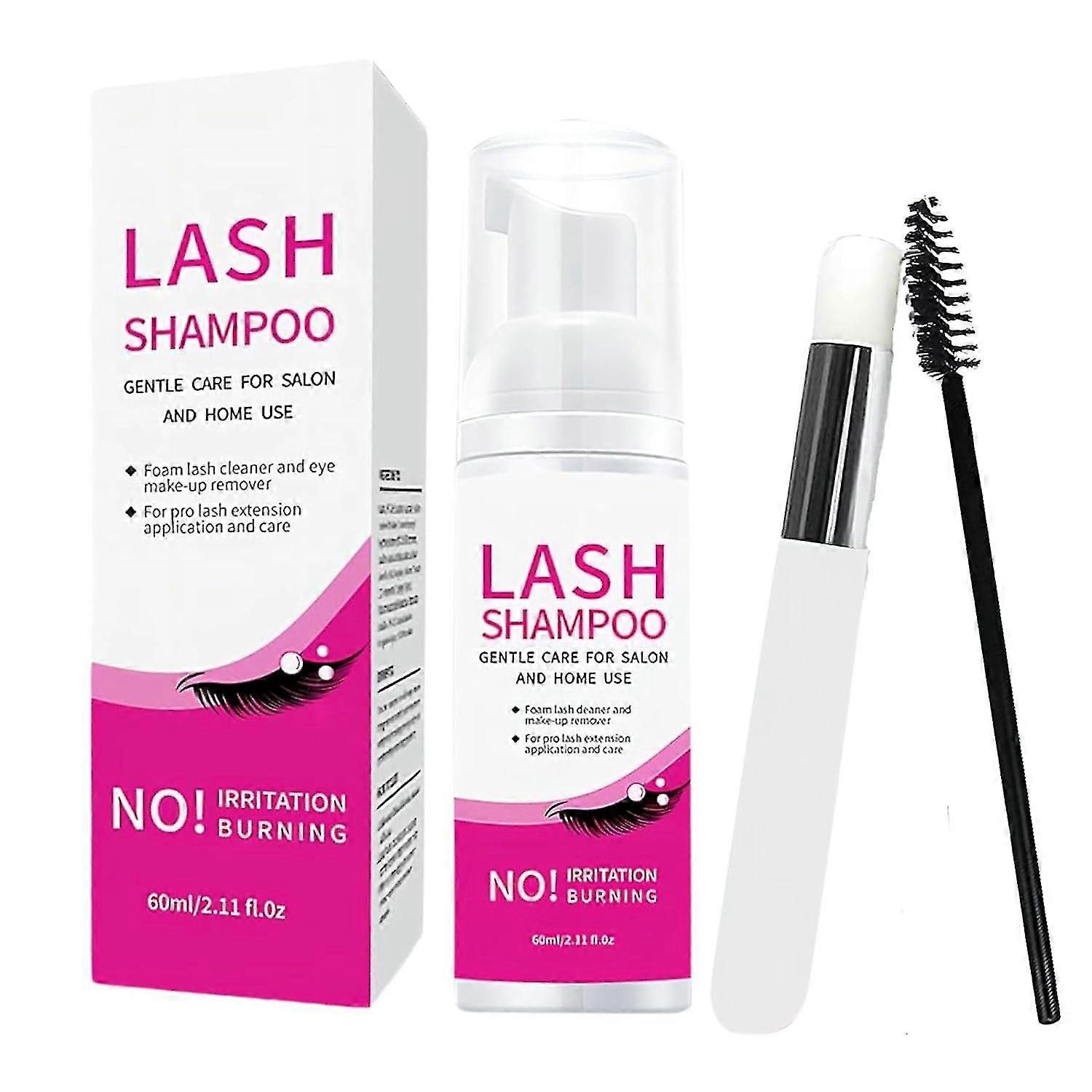 Eyelash Shampoo Set For Eyelash Extension,eyelash Care, Lash Shampoo For Salon And Home Use With 2 Brushes Tw