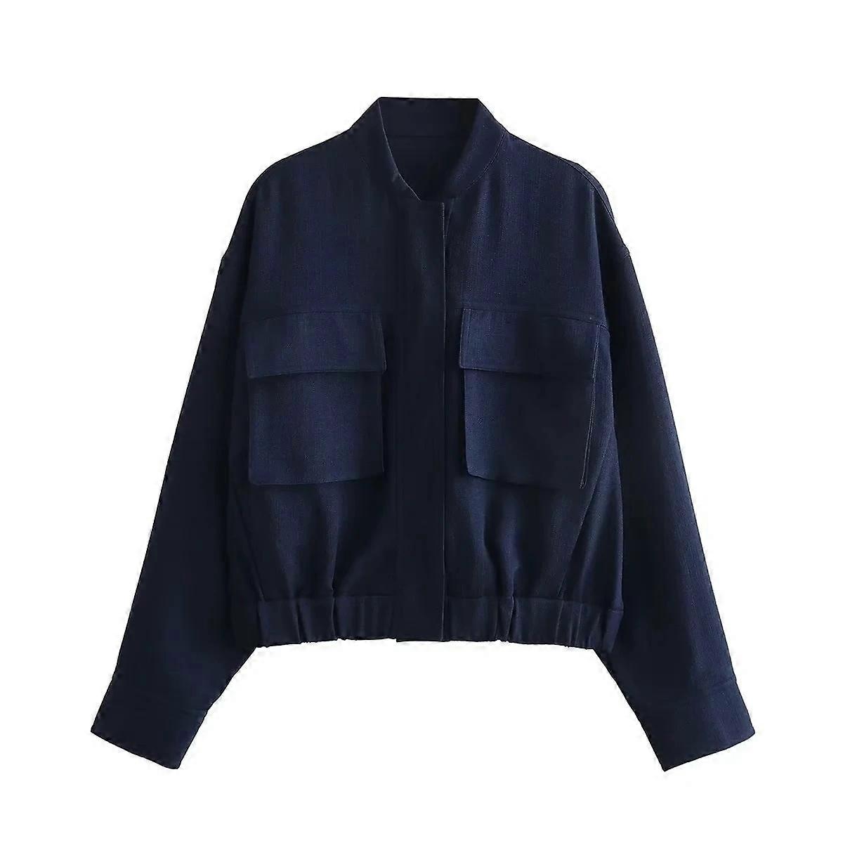 Dammode Ny patchficka Lång bomberjacka 2023 Kvinna Ledigt Mångsidig Långärmad Kappa Kvinnlig Chic Ytterkläder