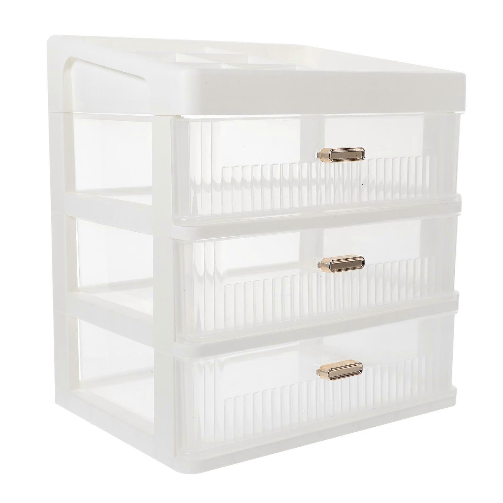 Drawer Type Desktop Organizer Upper Compartment Makeup Cosmetics Storage Case