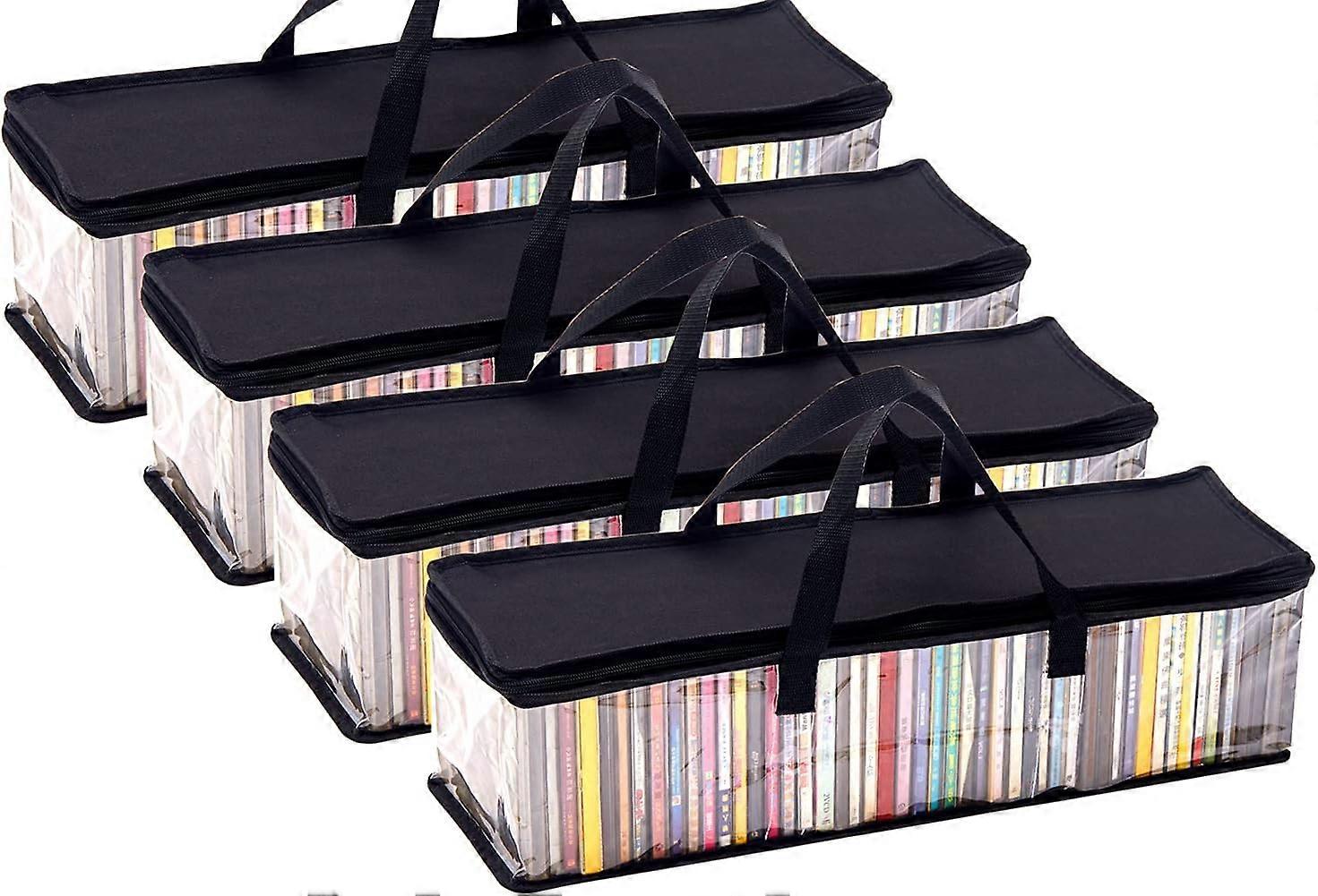 Portable CD Storage Case/Upgraded Sturdy Carry Case/Moisture Resistant/Handles/Set of 4 Total