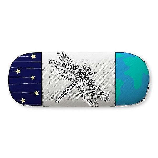 Dragonfly Animal Portrait Sketch Hard Shell Eyeglasses Glass Case Star Sky