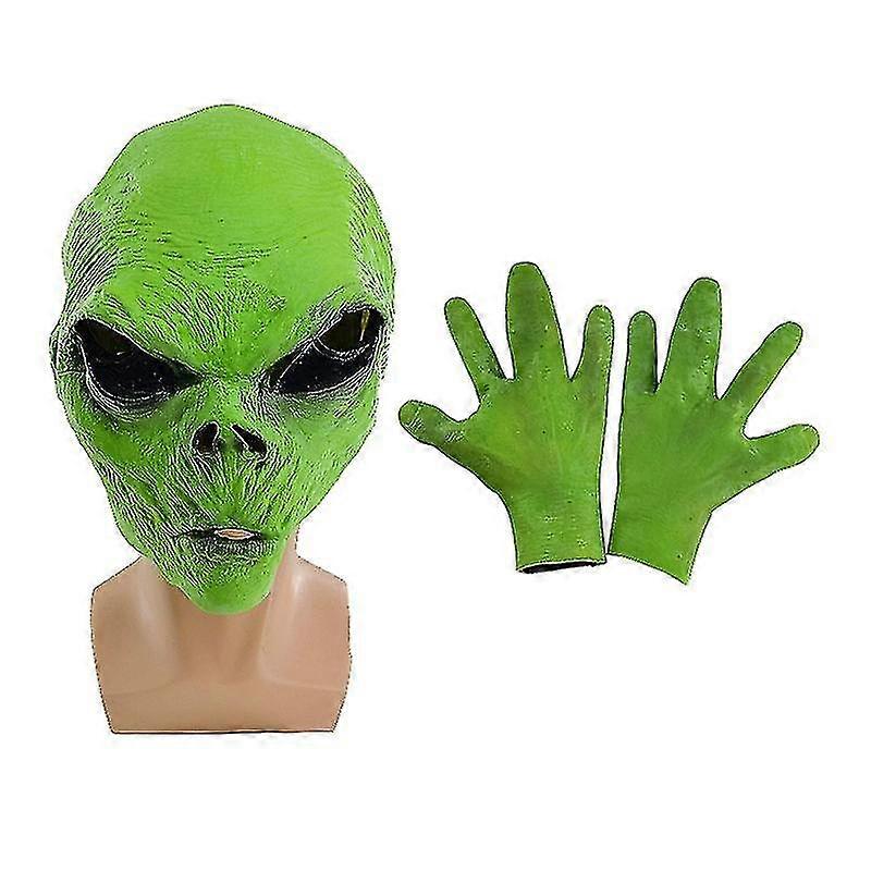 Ghostface Alien Horror Head Mask/gloves Halloween Masquerade Props #green