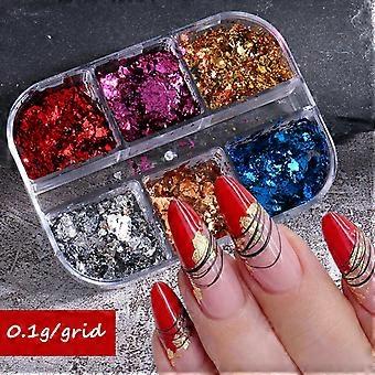 Glitzernde Folie Ngel Pailletten Unregelmig Aluminium Gold Rot Sommer  Design Set Nagel Glitzer Flocken Gel DIY Manikre Zubehr CH950 | Fruugo DE