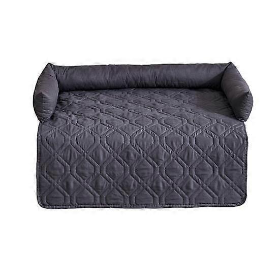 Dog Bed Mat with Bolster Anti-Slip Easy to Clean Pet Bed 2-in-1 Waterproof Sofa Pet Blanket for Cats Dogs
