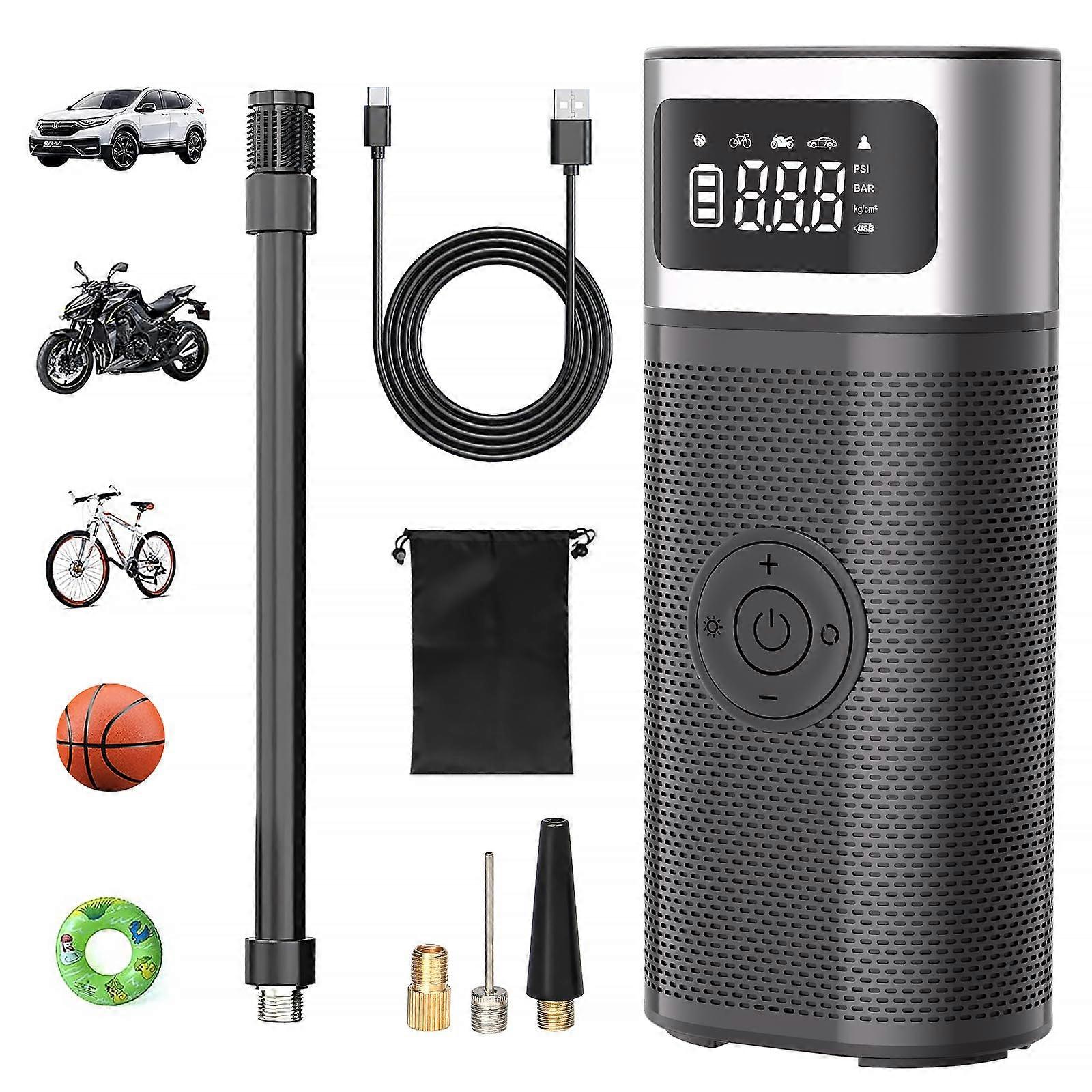 Car Tire Inflator, 12V 5200mAh/150PSI Portable Electronic Air Pump, Handheld Air Compressor with Digital Display and Emergency Lights for Cars, Motorc