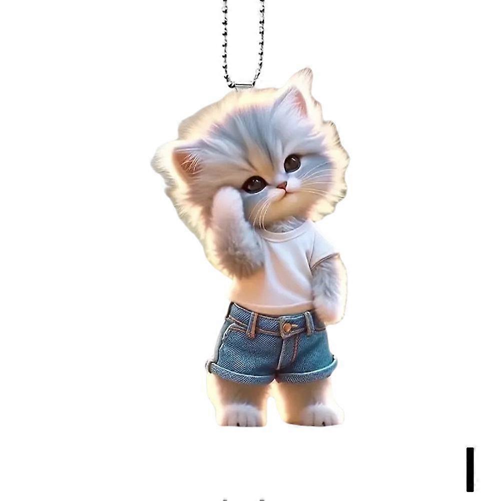 Acrylic 2D Cat Car Hanging Decoration Home Office Backpack Auto Rearview Mirror