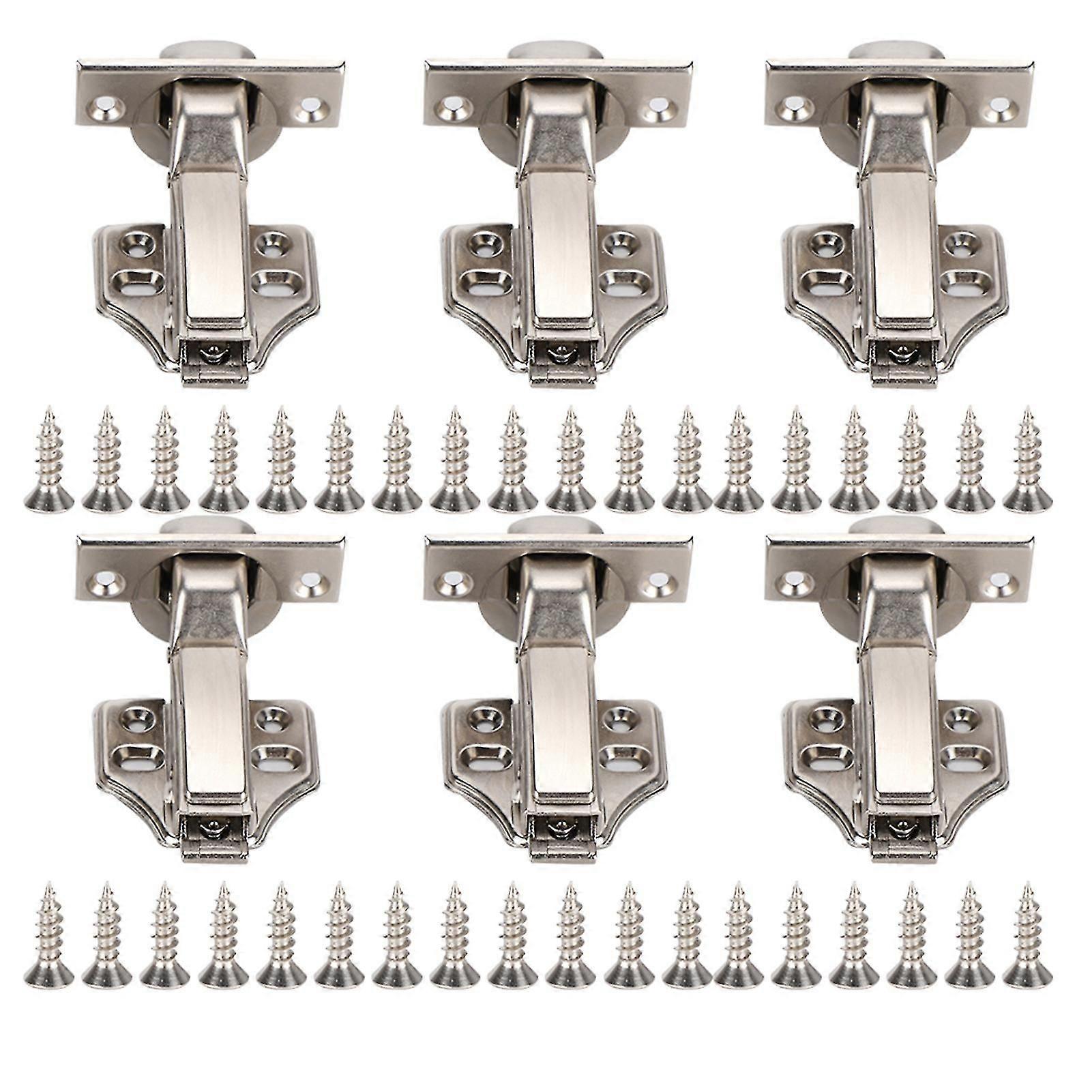 Office Hinges - 3 Sets 2-Stage Hydraulic Large Bend Nickel-Plated 4-Hole A2202C