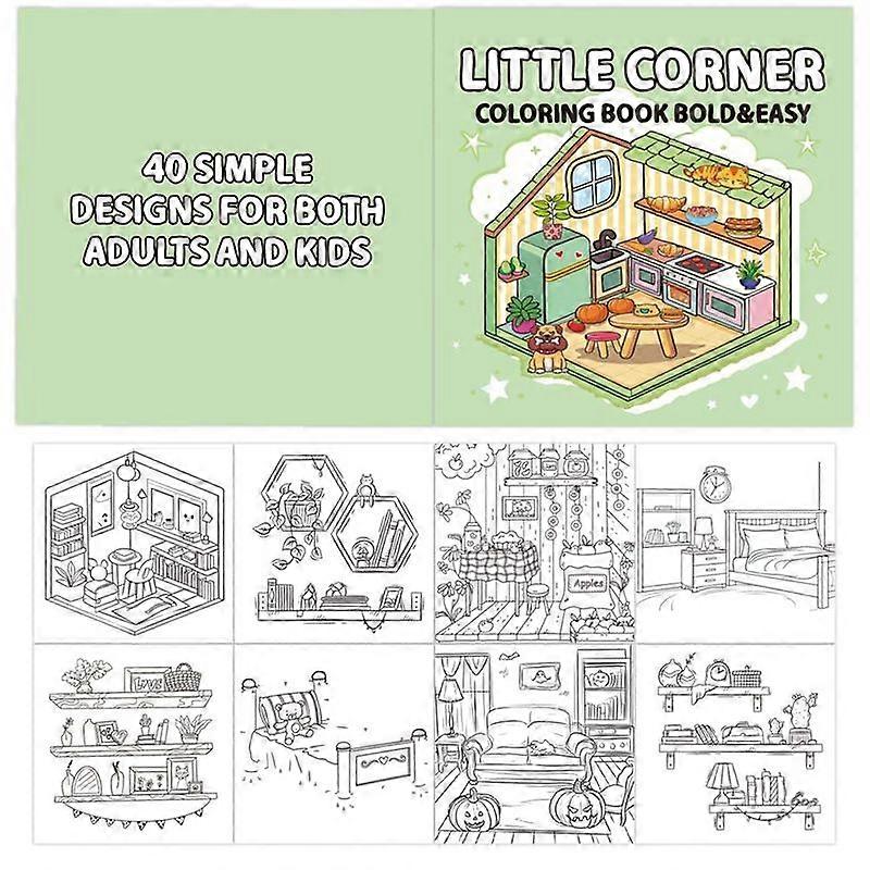 Little Corner Cute Comfy Coloring Book for Adults and Teens Featuring Adorable Creatures in Cozy Hygge Moments