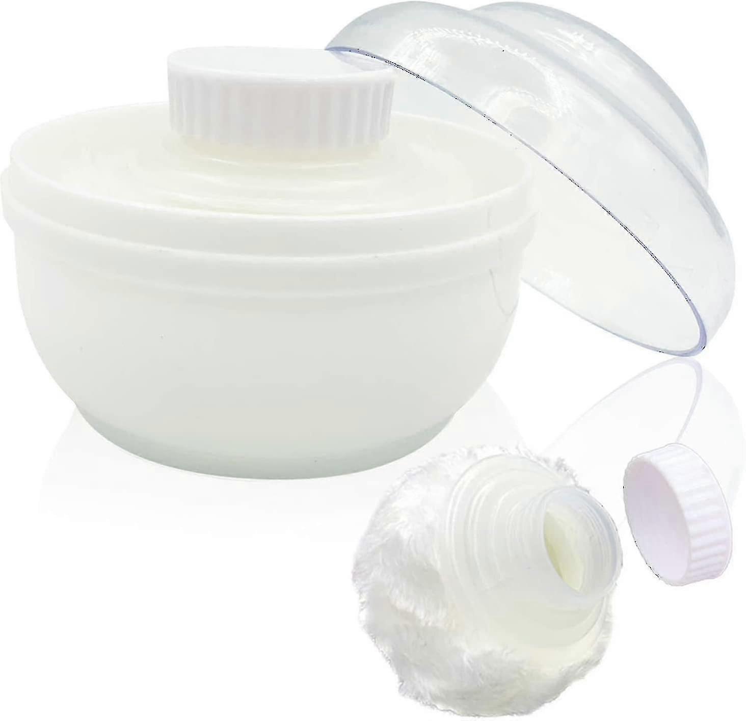 Talcum Powder Puff Box Powder Container With Puffs, White