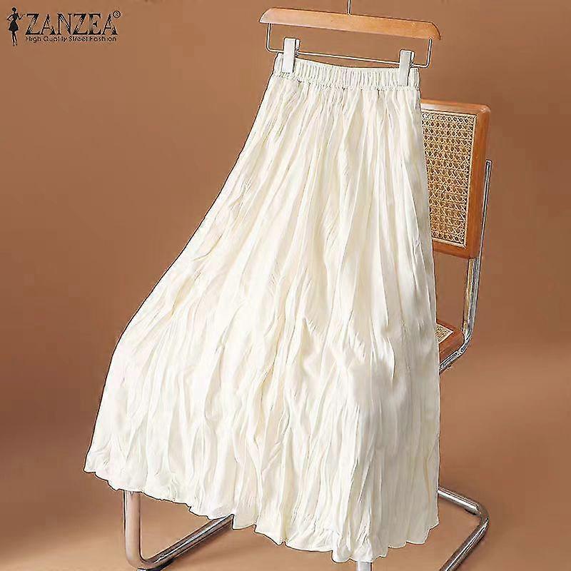 ZANZEA Women Casual Mid-Rise Solid Color Loose A-Line Skirts