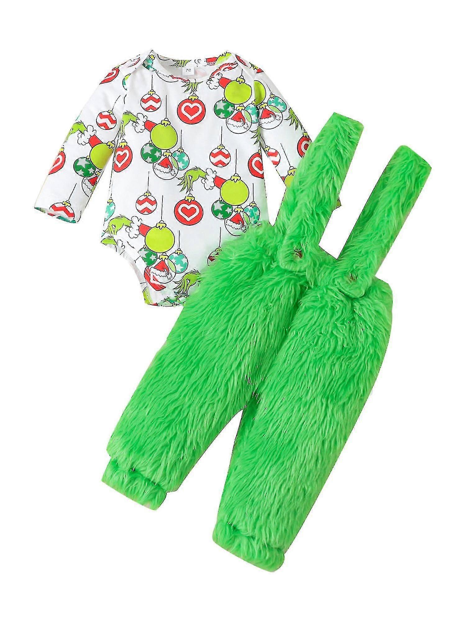 Barnet som stal julkläder Baby Pojkar Flickor Xmas Grön Lurviga Monster Kostym Kläder Set Kr H