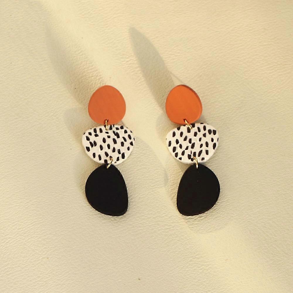 Acrylic Irregular Graphic Stitching Leopard Long Earrings