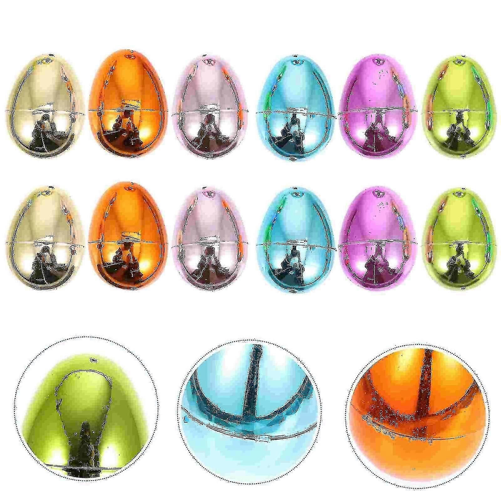 24pcs Bright Plastic Easter Egg Creative Fillable Easter Eggs Toys Party Decors