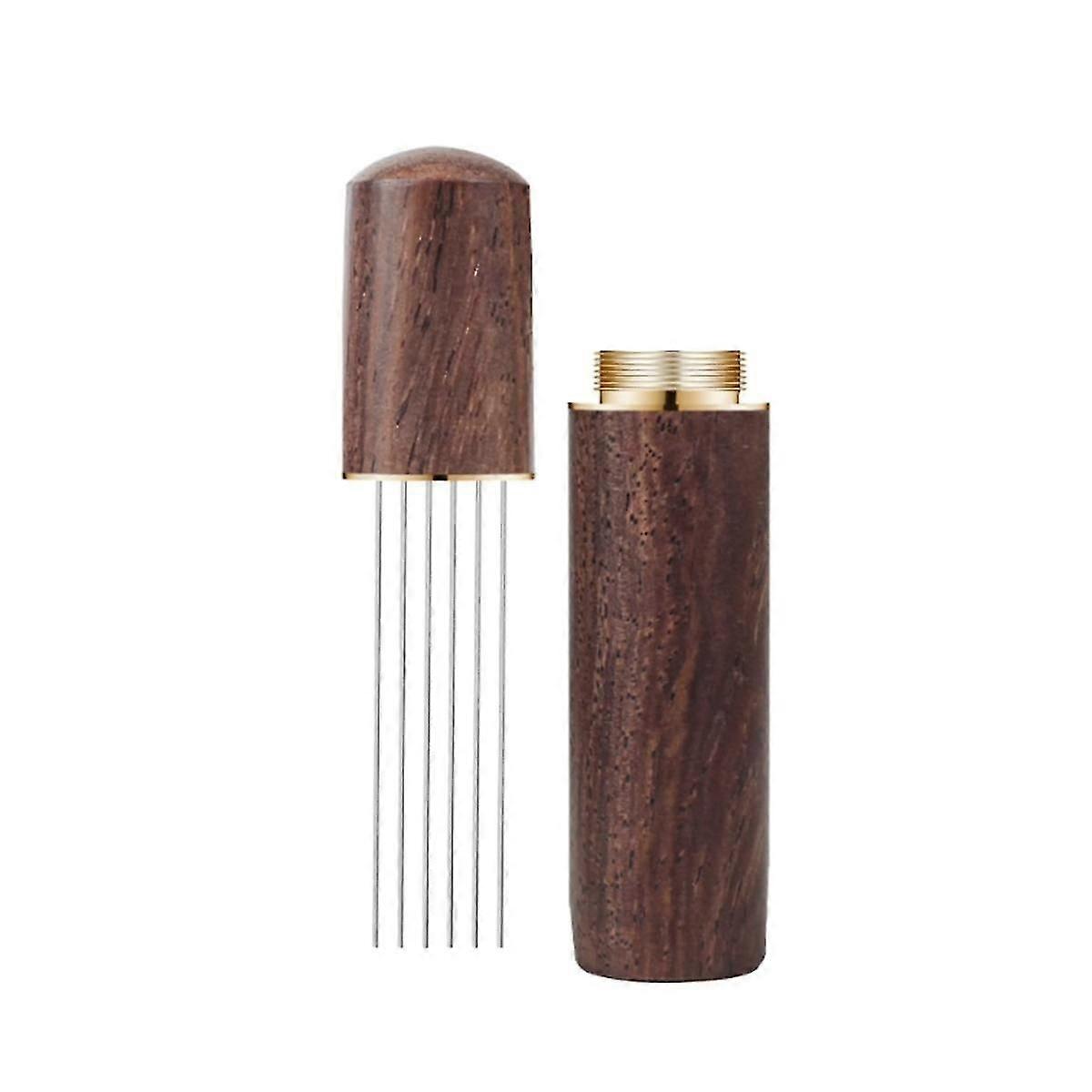 Espresso Coffee Stirrer Espresso Distribution Tool Portable Espresso Distribution Tools,6 Needles Walnut Color