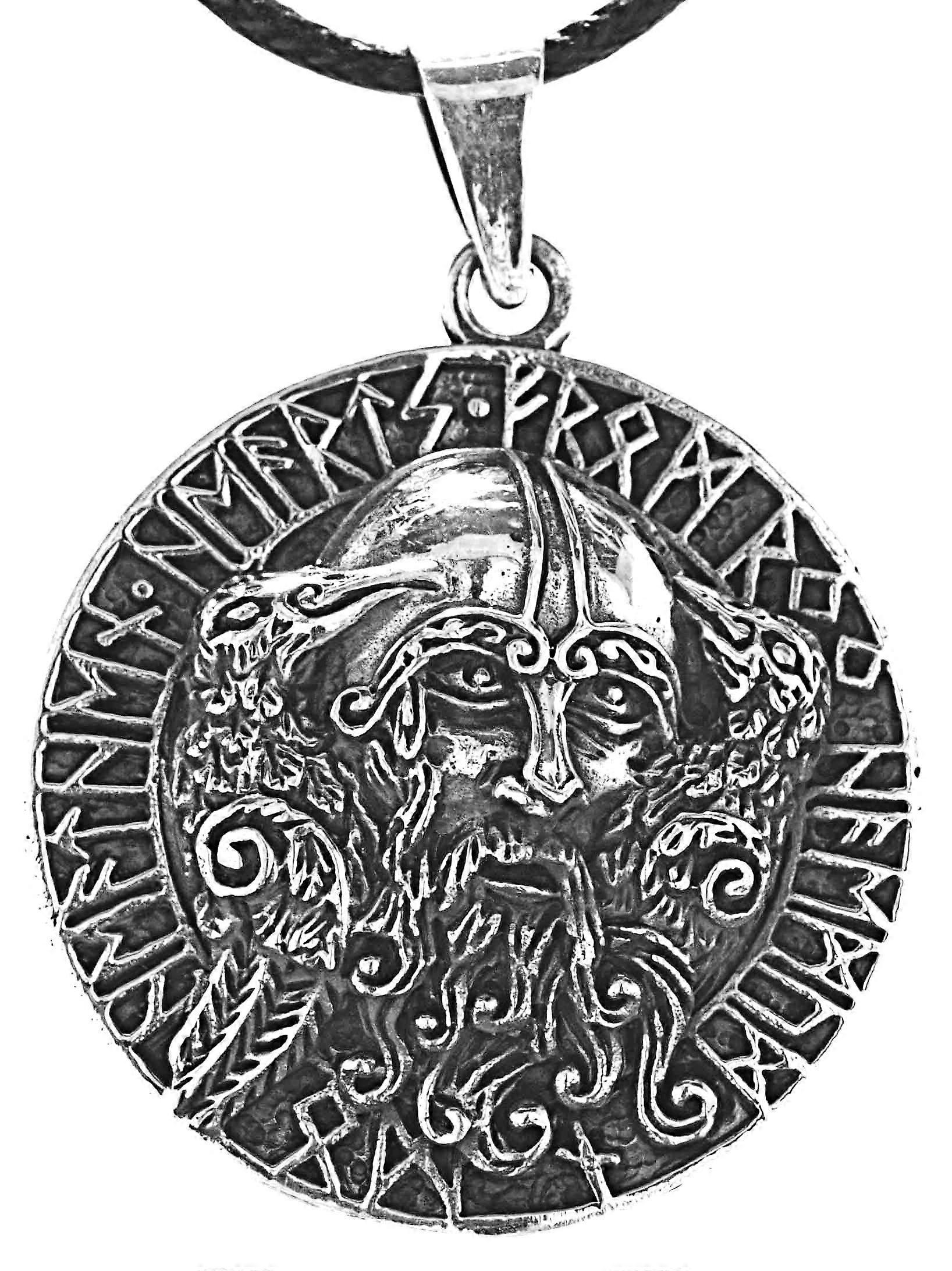 Pendant 348 Odin with Ravens - Silver