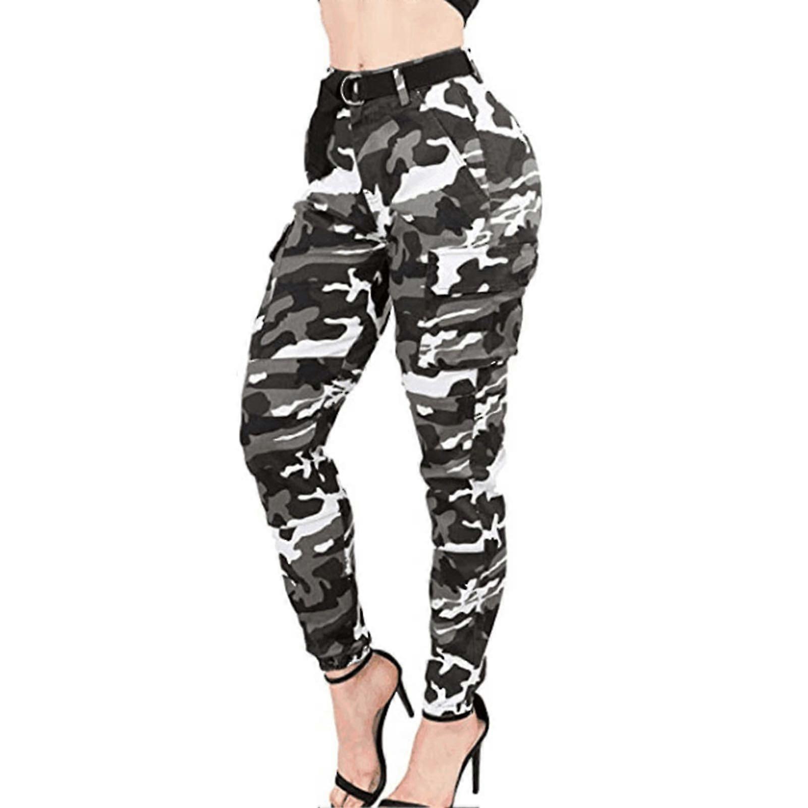 Women's Camo Jogger Cargo Pants High Waist Slim Casual Trousers for Spring