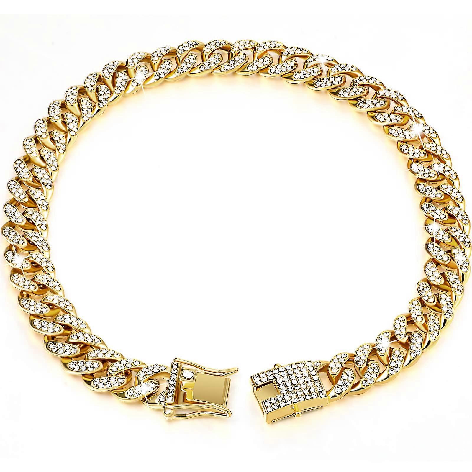 Diamond Metal Cuban Style Dog Collar for Walking Jewelry Accessories Small Medium Large