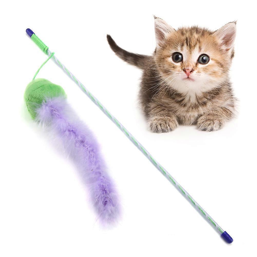 Hairy Cat Teaser Stick Wand Toy for Kittens - Shaggy Chaser with Colorful Feathers and Durable Material