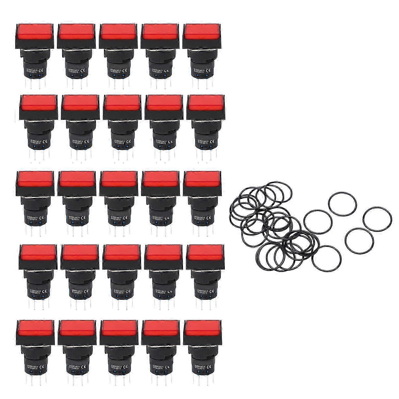 25PCS Button Switch with Control Light Power Push Switch for Industrial Equipments AC DC12V