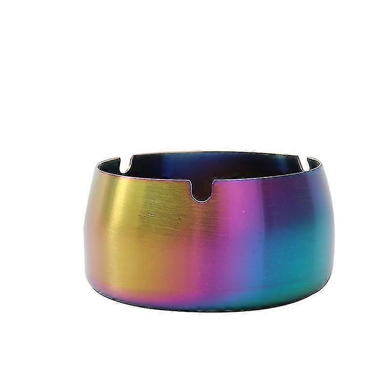 Stainless Steel Round Thickened Anti-fall High Temperature Resistant Ashtray (color) (santanxing)