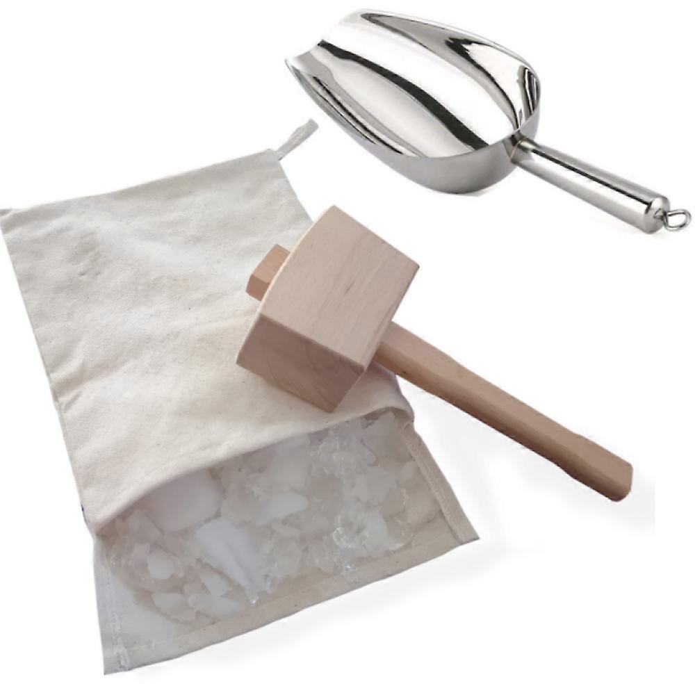Canvas Ice Bag Reusable Canvas Bag Ice Crusher Wood Hammer Mallet for Summer Bartender Bar Accessory