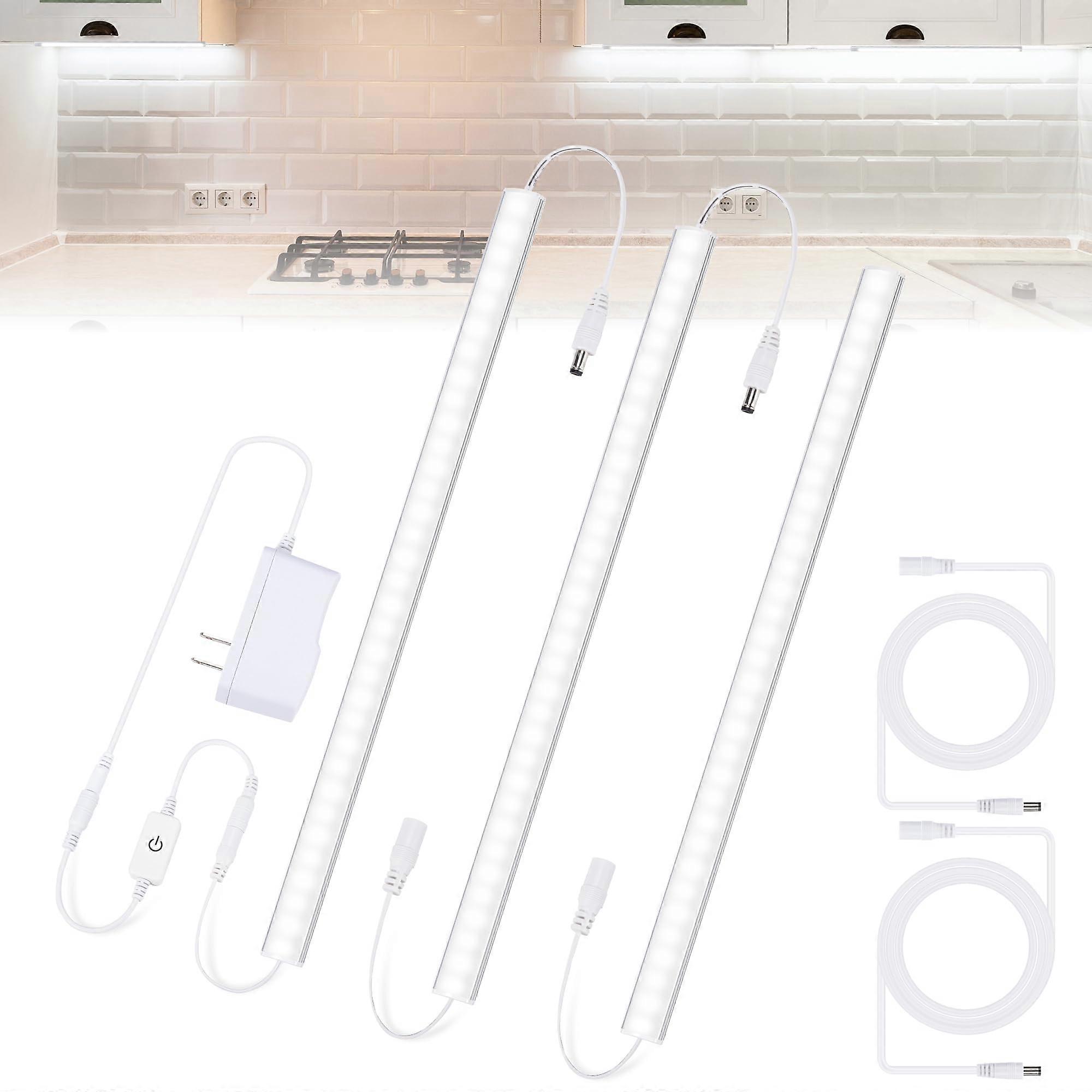 Under Cabinet Lights 12-Inch Dimmable LED, 3-Pack, Cold White 6000K, Plug-In Under Cabinet Lighting With Memory Function
