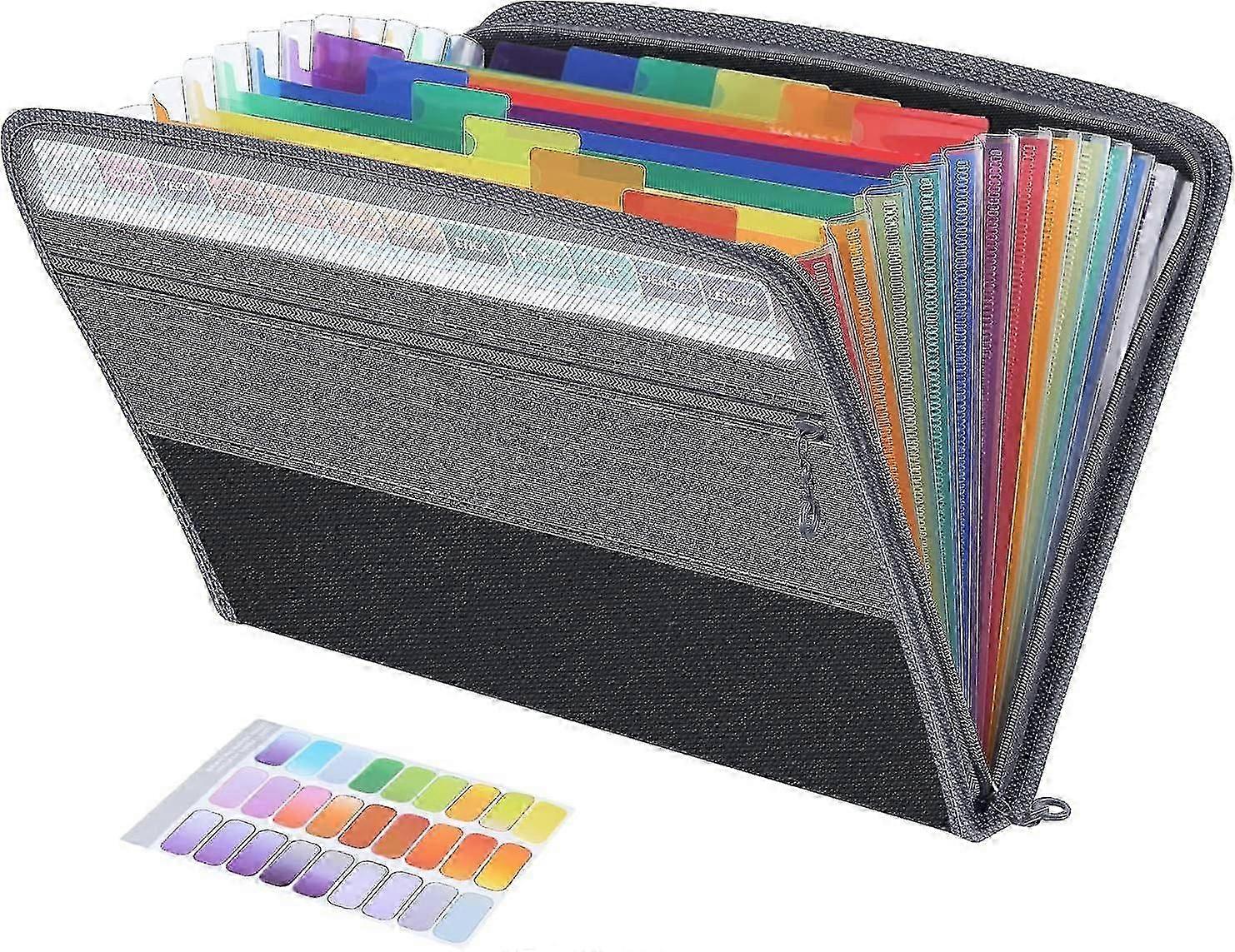 Fun File Organiser,13 Pockets Folder Document Organiser Box Files And Foldersplastic Paper Receipt Storage Organisers Boxes With Tabs,black