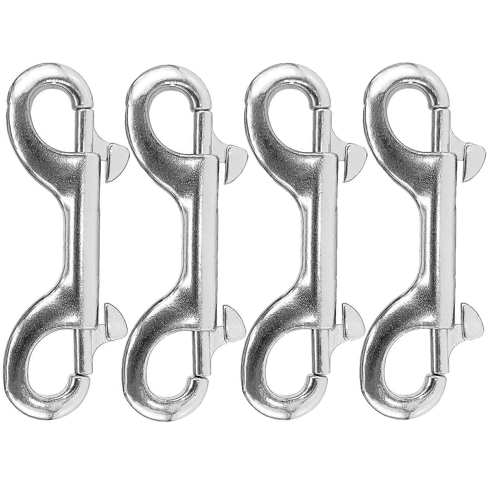 Ended Double Bolt Snaps Large Stainless Steel Trigger Snap Hooks 3 Inch Size 4 Pack Durable Clips for Heavy Duty Use