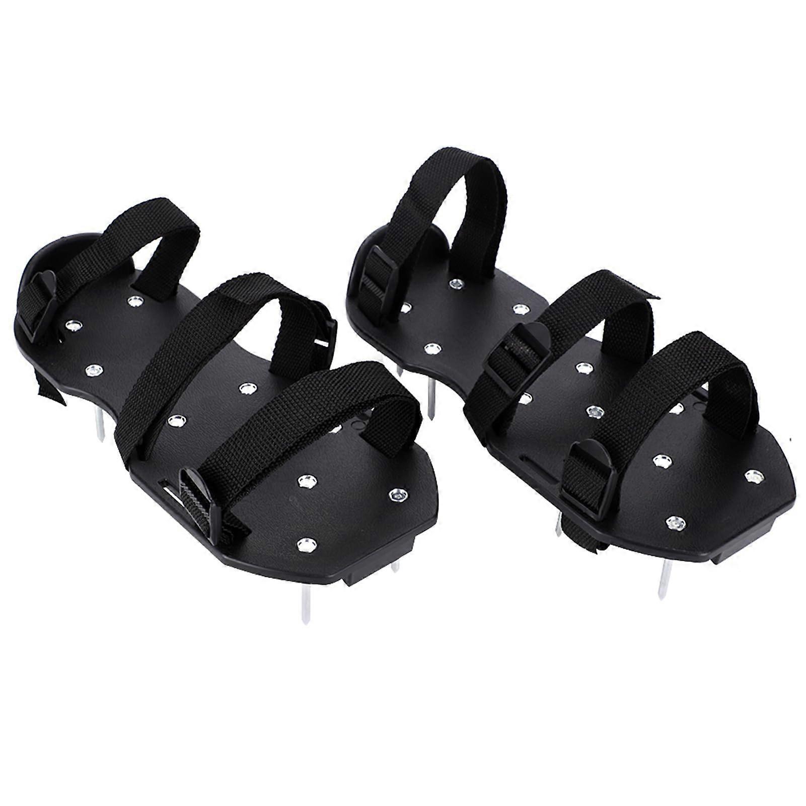 Manual Lawn Aerator Shoes with Adjustable Fit, Metal Spikes for Aeration, Durable Grass Cutting Sandals