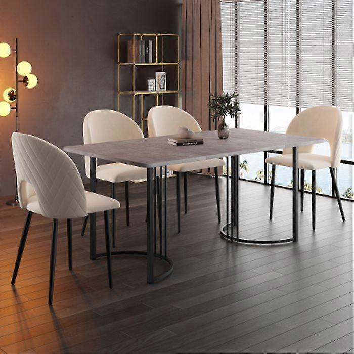 Mesa de jantar 140 x 80 cm (1-St) com pernas reguláveis para sala de jantar, cinza