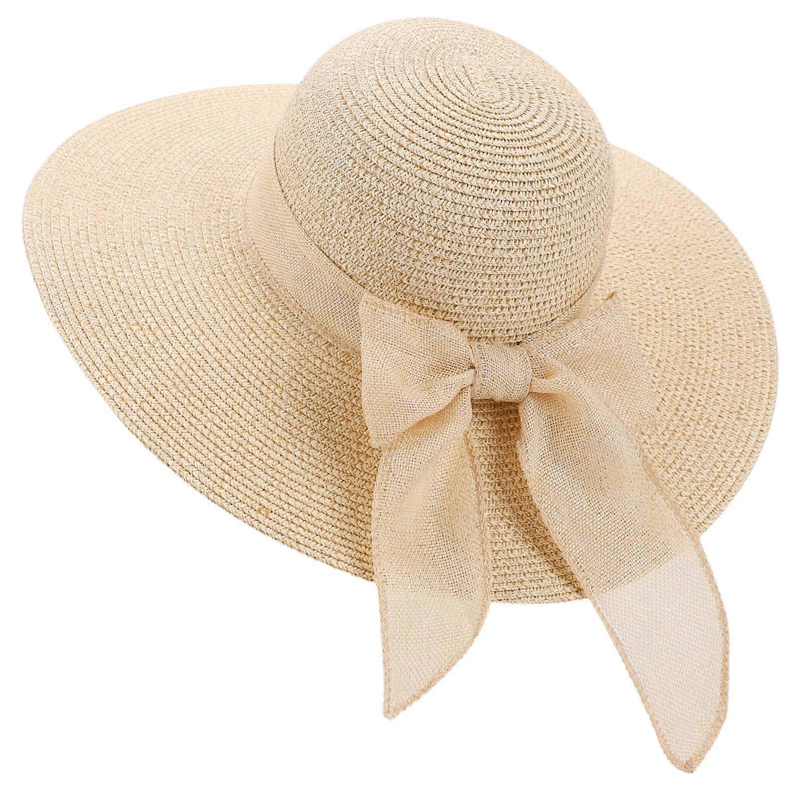 Straw sun hats wide sharp summer hat for women UV protection disk errors mixed beige