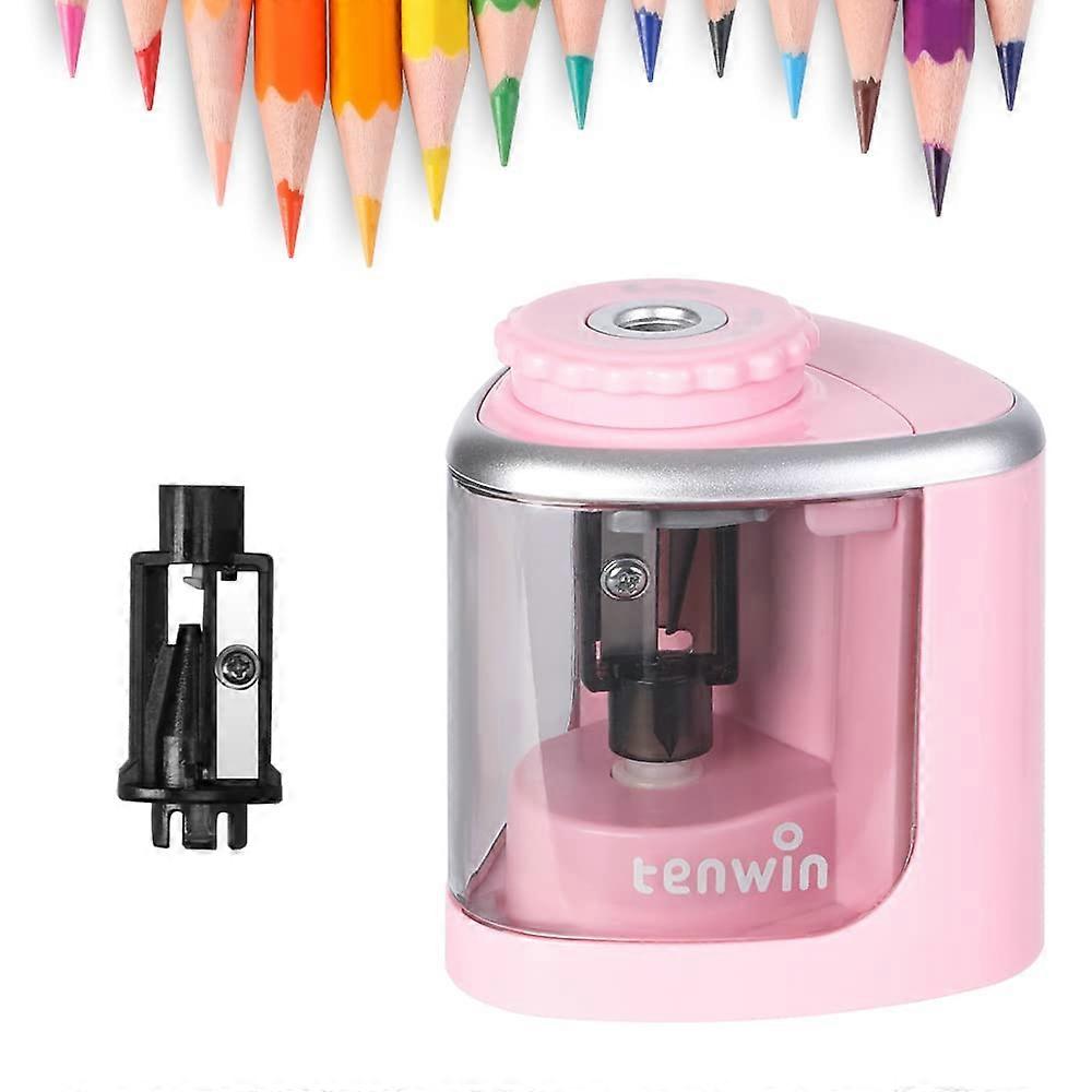 Tenwin Electric Pencil Sharpener for No. 2 Drawing Colored Pencils 6-8 mm Battery Operated Fast Sharpening