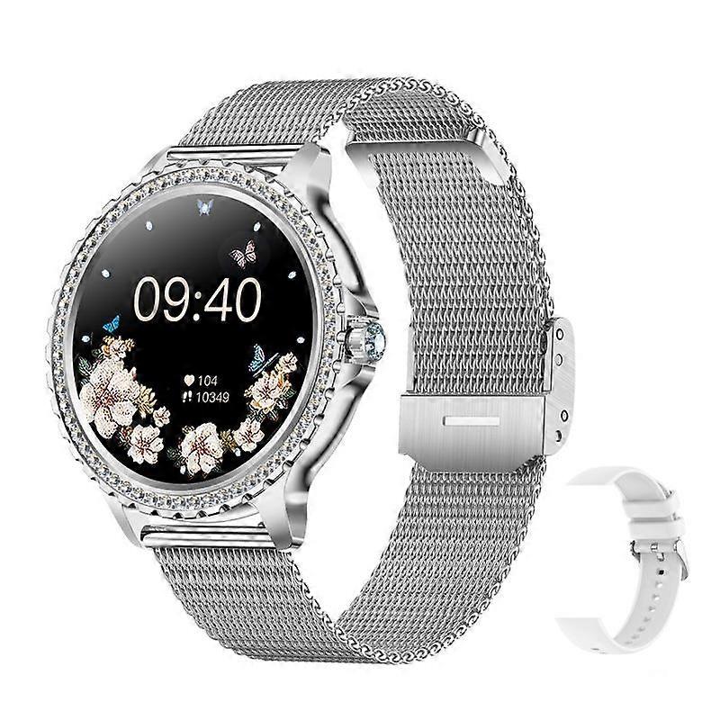 Bluetooth Sports Smartwatch Silver Mesh Strap+Silicone Strap