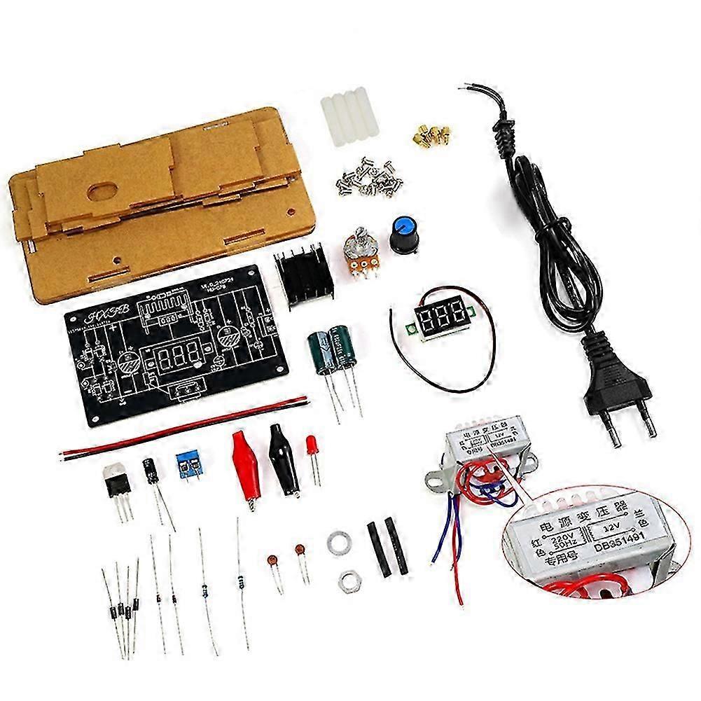 LM317 Adjustable Regulated Power Supply DIY Kit LM317 AC 220V to DC 1.25-12V Stabilized Power Supply EU Plug(with Shell)